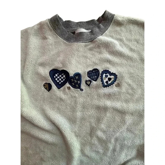 VINTAGE x Shirt Womens Small Gray Crew Sweatshirt Floral l SIZE LARGE - Picture 2 of 8